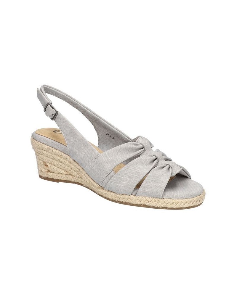 Women's Cheerful Espadrille Wedge Sandals Gray $36.50 Shoes