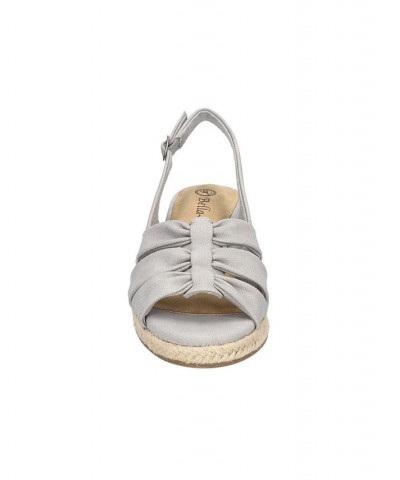 Women's Cheerful Espadrille Wedge Sandals Gray $36.50 Shoes