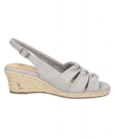 Women's Cheerful Espadrille Wedge Sandals Gray $36.50 Shoes