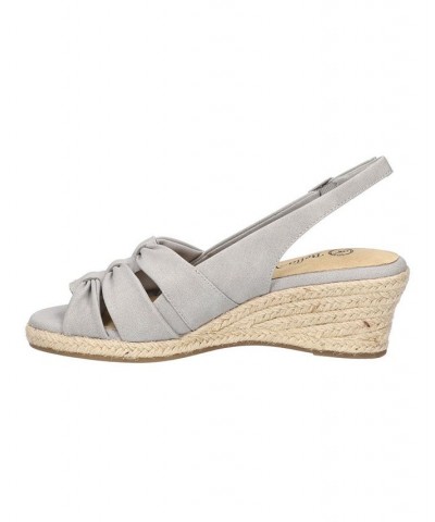 Women's Cheerful Espadrille Wedge Sandals Gray $36.50 Shoes