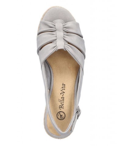 Women's Cheerful Espadrille Wedge Sandals Gray $36.50 Shoes