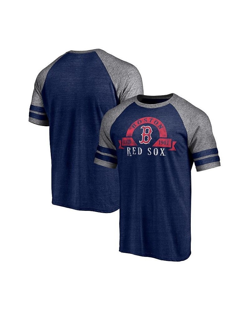 Men's Branded Heather Navy Boston Red Sox Utility Two-Stripe Raglan Tri-Blend T-shirt $20.25 T-Shirts