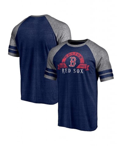 Men's Branded Heather Navy Boston Red Sox Utility Two-Stripe Raglan Tri-Blend T-shirt $20.25 T-Shirts