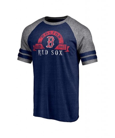 Men's Branded Heather Navy Boston Red Sox Utility Two-Stripe Raglan Tri-Blend T-shirt $20.25 T-Shirts