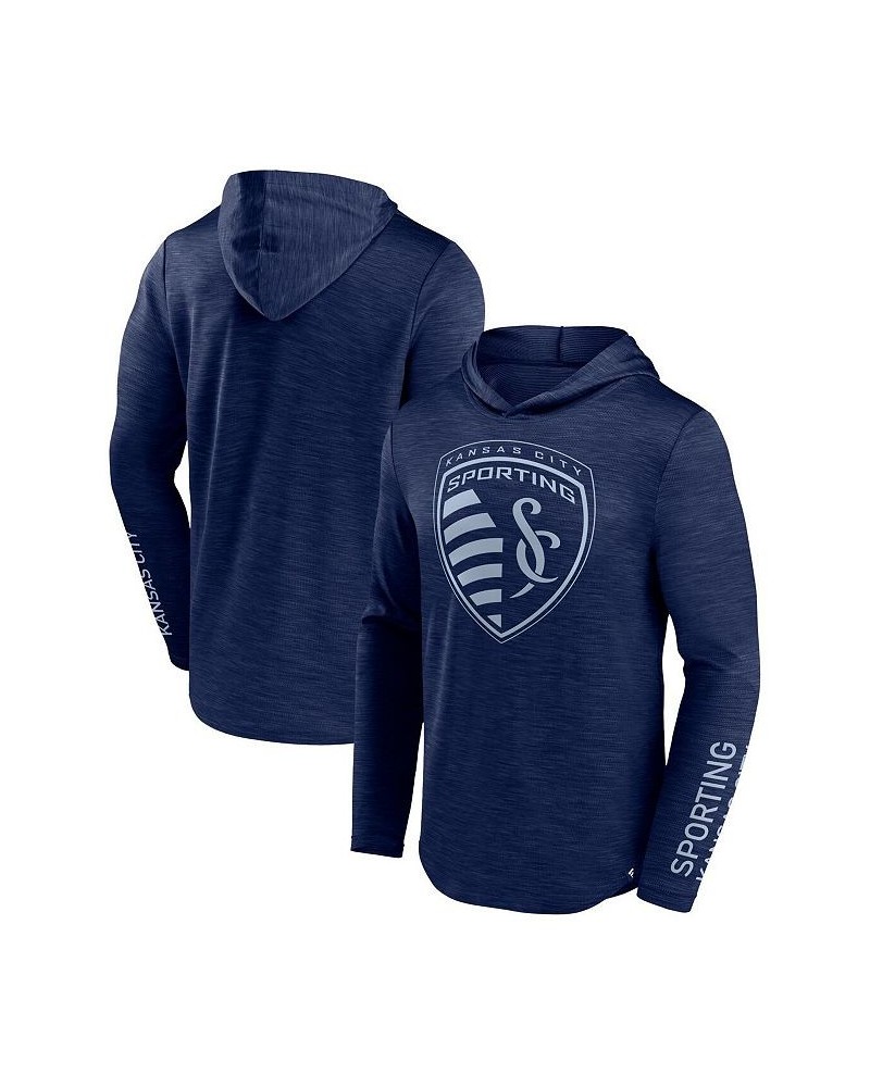 Men's Branded Navy Sporting Kansas City First Period Space-Dye Pullover Hoodie $26.00 Sweatshirt