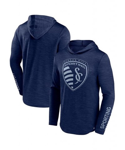 Men's Branded Navy Sporting Kansas City First Period Space-Dye Pullover Hoodie $26.00 Sweatshirt