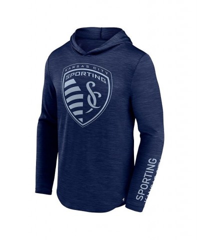 Men's Branded Navy Sporting Kansas City First Period Space-Dye Pullover Hoodie $26.00 Sweatshirt