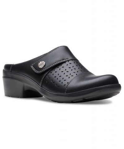 Women's Angie Maye Perfed Strapped Comfort Clogs Black $44.10 Shoes