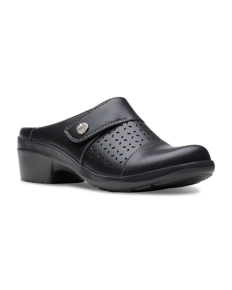 Women's Angie Maye Perfed Strapped Comfort Clogs Black $44.10 Shoes