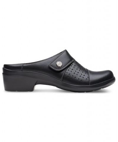 Women's Angie Maye Perfed Strapped Comfort Clogs Black $44.10 Shoes