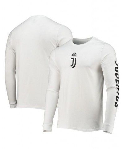 Men's White Juventus Crest Long Sleeve T-shirt $22.94 T-Shirts