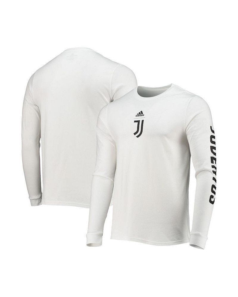 Men's White Juventus Crest Long Sleeve T-shirt $22.94 T-Shirts