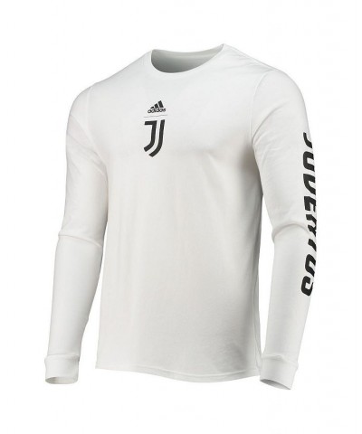 Men's White Juventus Crest Long Sleeve T-shirt $22.94 T-Shirts