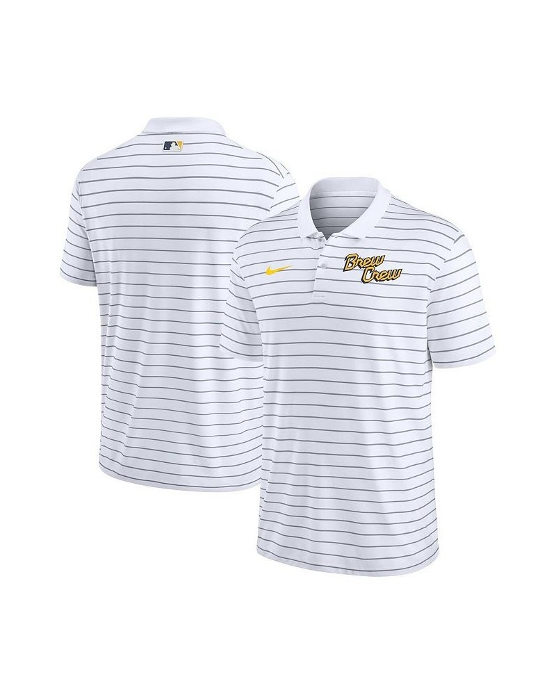 Men's White Milwaukee Brewers City Connect Victory Performance Polo Shirt $43.19 Polo Shirts