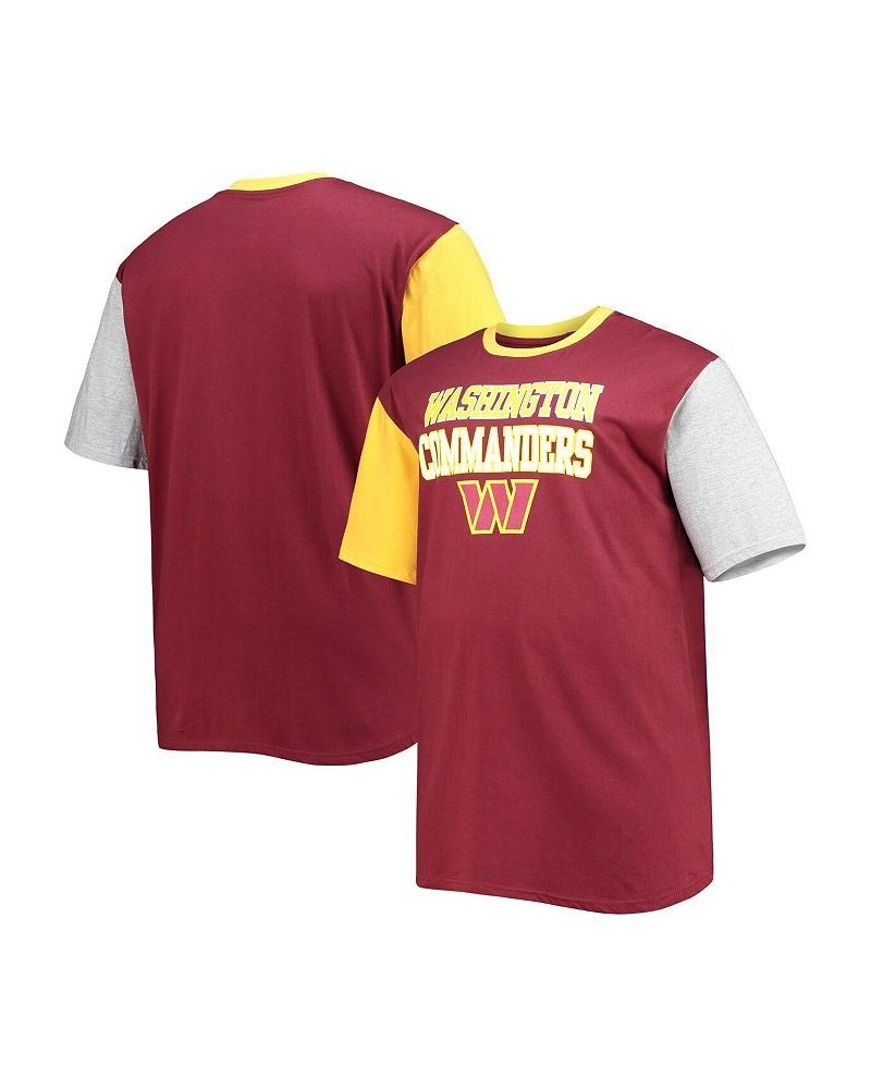 Men's Branded Burgundy, Gold Washington Commanders Big and Tall Contract Short Sleeves T-shirt $23.84 T-Shirts