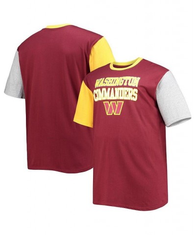 Men's Branded Burgundy, Gold Washington Commanders Big and Tall Contract Short Sleeves T-shirt $23.84 T-Shirts