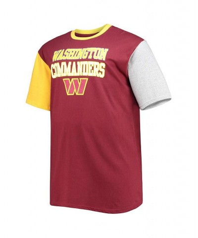 Men's Branded Burgundy, Gold Washington Commanders Big and Tall Contract Short Sleeves T-shirt $23.84 T-Shirts