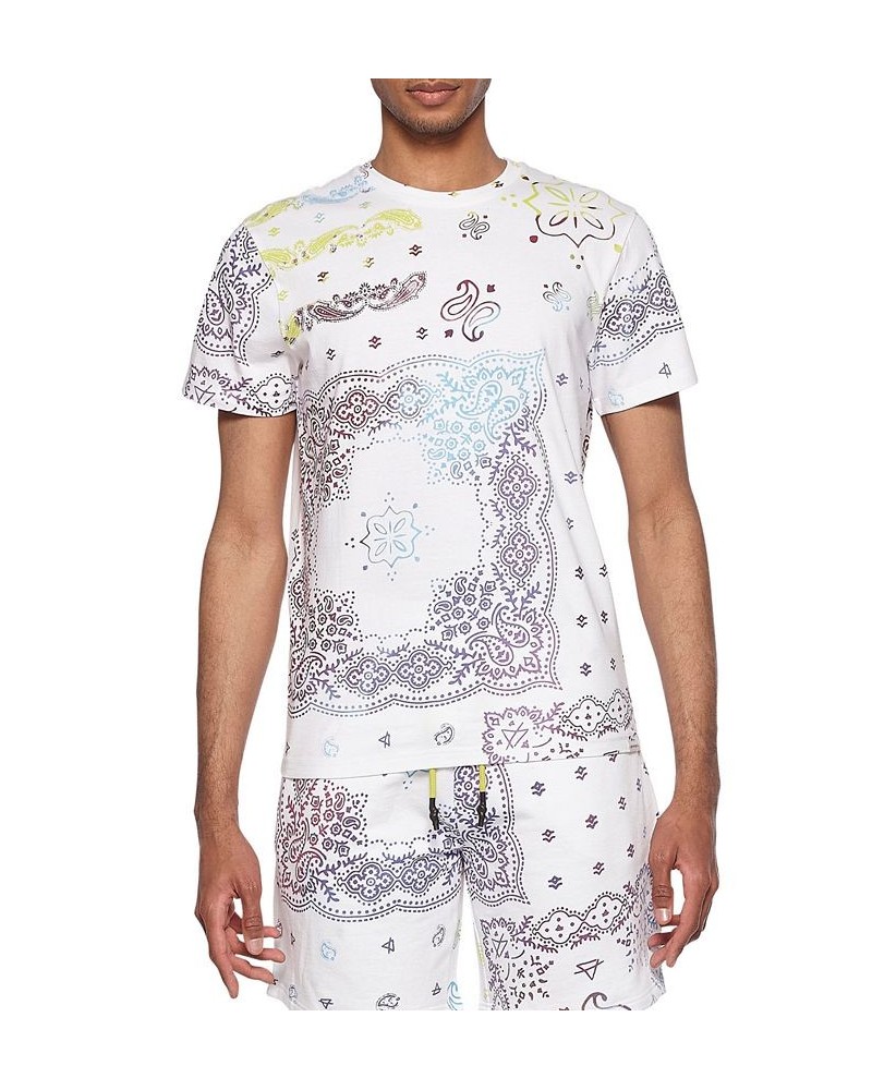 ELEVEN PARIS Men's Paisley Bandana Graphic T-Shirt White $26.46 T-Shirts