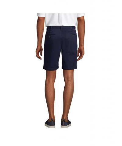 Men's Comfort Waist Pleated 9 Inch No Iron Chino Shorts Blue $29.38 Shorts