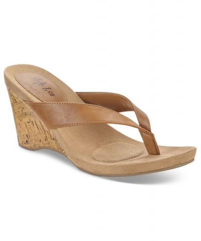 Chicklet Wedge Thong Sandals Brown $24.99 Shoes