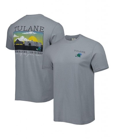 Men's Gray Tulane Green Wave Campus Scenery Comfort Color T-shirt $16.40 T-Shirts