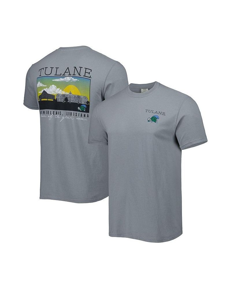 Men's Gray Tulane Green Wave Campus Scenery Comfort Color T-shirt $16.40 T-Shirts