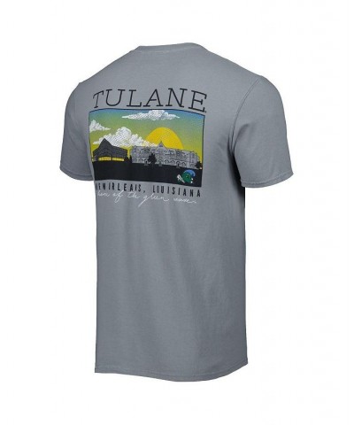 Men's Gray Tulane Green Wave Campus Scenery Comfort Color T-shirt $16.40 T-Shirts