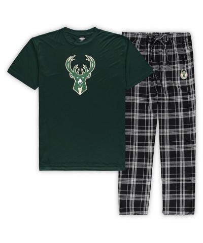 Men's Hunter Green, Black Milwaukee Bucks Big and Tall Ethos T-shirt and Pants Sleep Set $22.55 Pajama