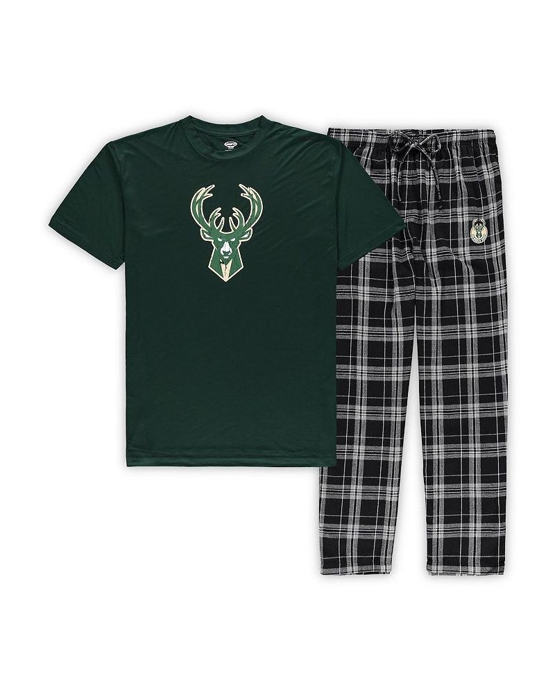 Men's Hunter Green, Black Milwaukee Bucks Big and Tall Ethos T-shirt and Pants Sleep Set $22.55 Pajama