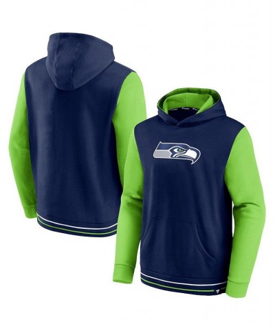 Men's Branded College Navy, Neon Green Seattle Seahawks Block Party Pullover Hoodie $24.20 Sweatshirt