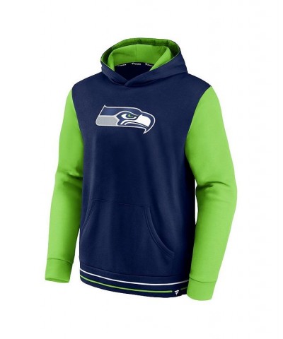 Men's Branded College Navy, Neon Green Seattle Seahawks Block Party Pullover Hoodie $24.20 Sweatshirt