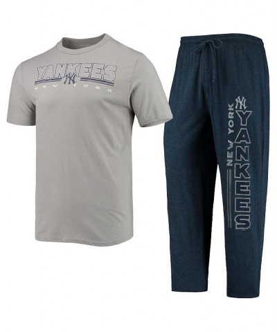 Men's Navy and Gray New York Yankees Meter T-Shirt and Pants Sleep Set $31.50 Pajama