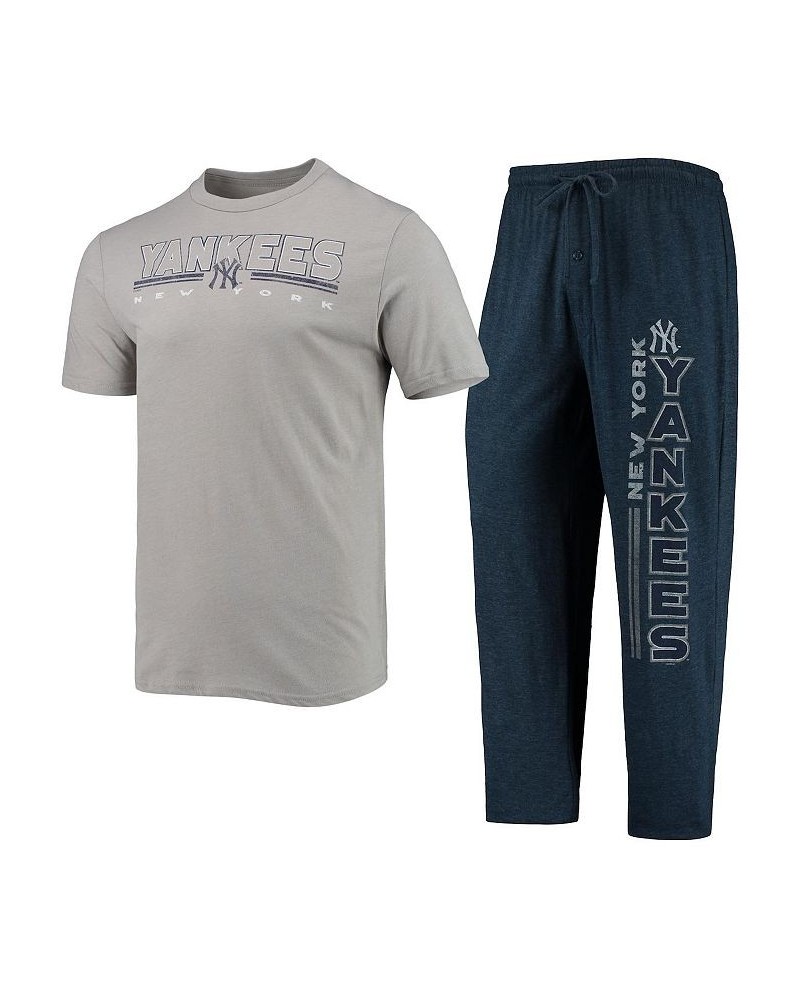 Men's Navy and Gray New York Yankees Meter T-Shirt and Pants Sleep Set $31.50 Pajama