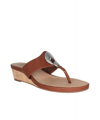 Women's Rocco Memory Foam Thong Sandal Brown $40.80 Shoes