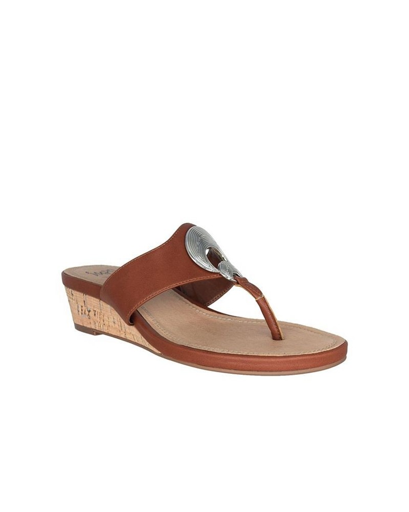 Women's Rocco Memory Foam Thong Sandal Brown $40.80 Shoes