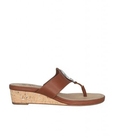 Women's Rocco Memory Foam Thong Sandal Brown $40.80 Shoes