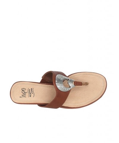 Women's Rocco Memory Foam Thong Sandal Brown $40.80 Shoes