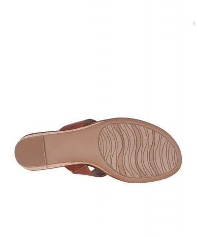 Women's Rocco Memory Foam Thong Sandal Brown $40.80 Shoes