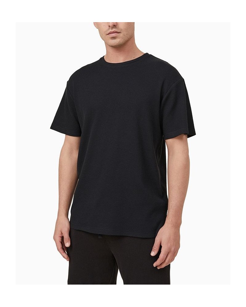 Men's Lounge Short Sleeves T-shirt Black $16.40 Pajama