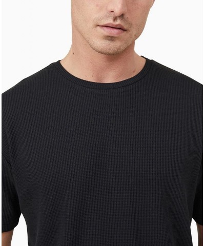 Men's Lounge Short Sleeves T-shirt Black $16.40 Pajama