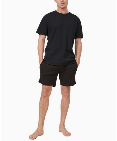 Men's Lounge Short Sleeves T-shirt Black $16.40 Pajama