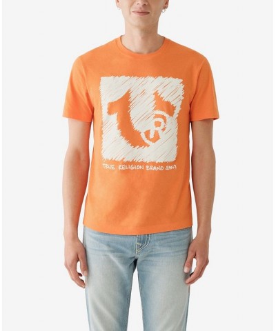 Men's Short Sleeve Sketch Registered Horseshoe T-shirt Orange $23.88 T-Shirts