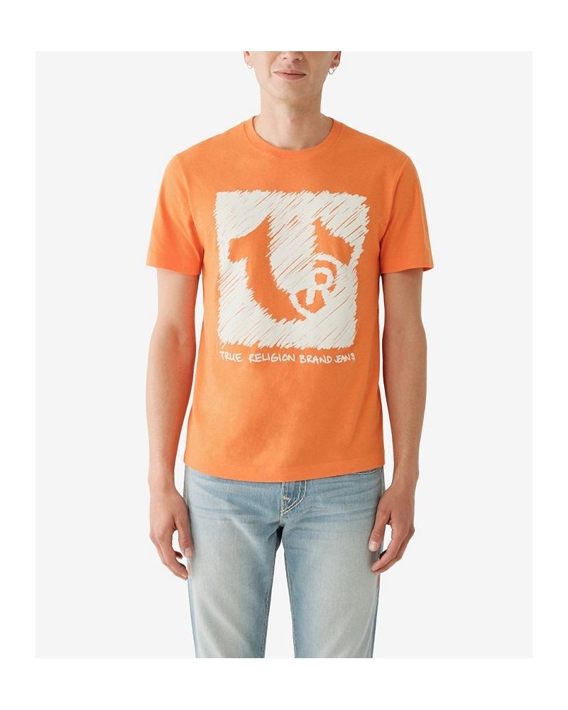 Men's Short Sleeve Sketch Registered Horseshoe T-shirt Orange $23.88 T-Shirts