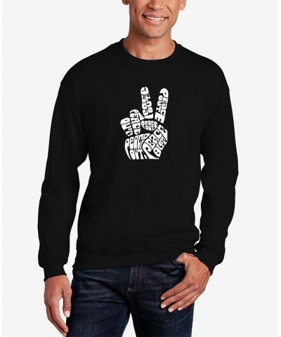 Men's Word Art Peace Out Crewneck Sweatshirt Black $20.00 Sweatshirt