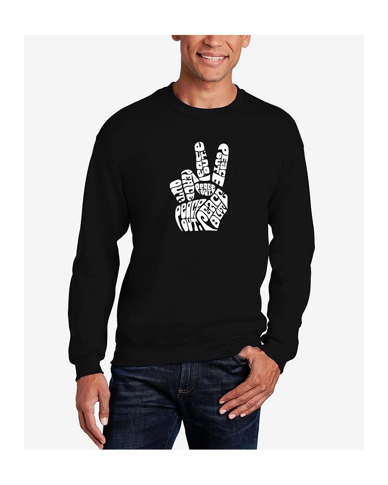 Men's Word Art Peace Out Crewneck Sweatshirt Black $20.00 Sweatshirt