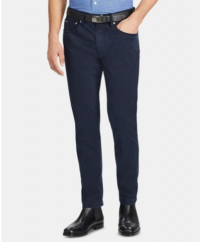 Men's Slim Straight Stretch Sateen Five-Pocket Pants Blue $43.75 Jeans