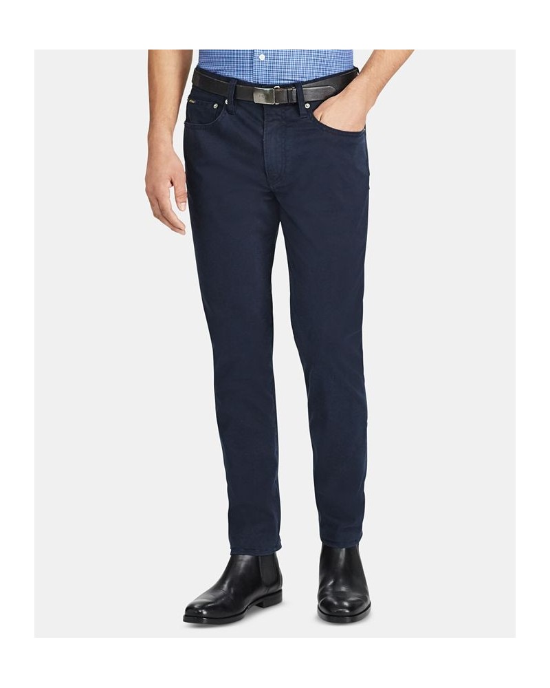 Men's Slim Straight Stretch Sateen Five-Pocket Pants Blue $43.75 Jeans