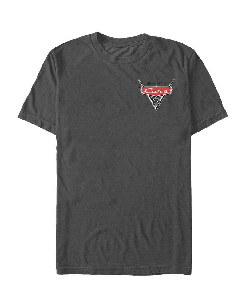 Pixar-Cars 3 Men's Movie Title Logo Short Sleeve T-Shirt Gray $20.64 T-Shirts