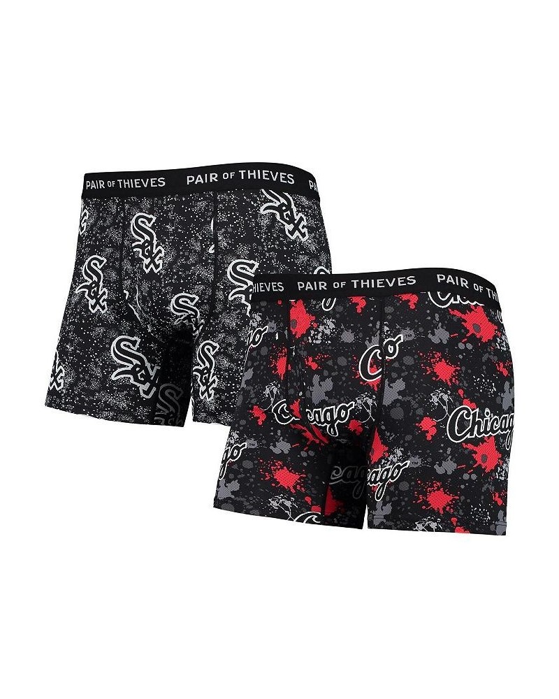 Men's Black Chicago White Sox Super Fit 2-Pack Boxer Briefs Set $25.00 Underwear