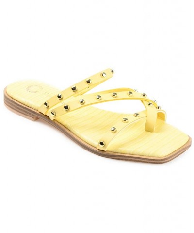 Women's Fanny Studded Sandals Yellow $43.00 Shoes